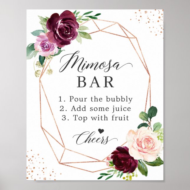Poster Sinal de Barra de Mimosa para Chá de Noiva Floral  (Frente)