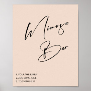 Poster Sinal de Barra de Mimosa para Chá de Noiva Rosa Mi