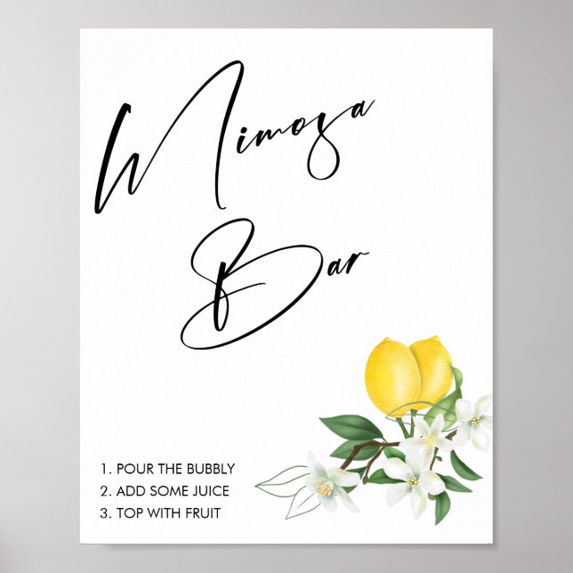 Poster Sinal de Barra de Mimosa para Chuveiro de Noiva Pr (Frente)