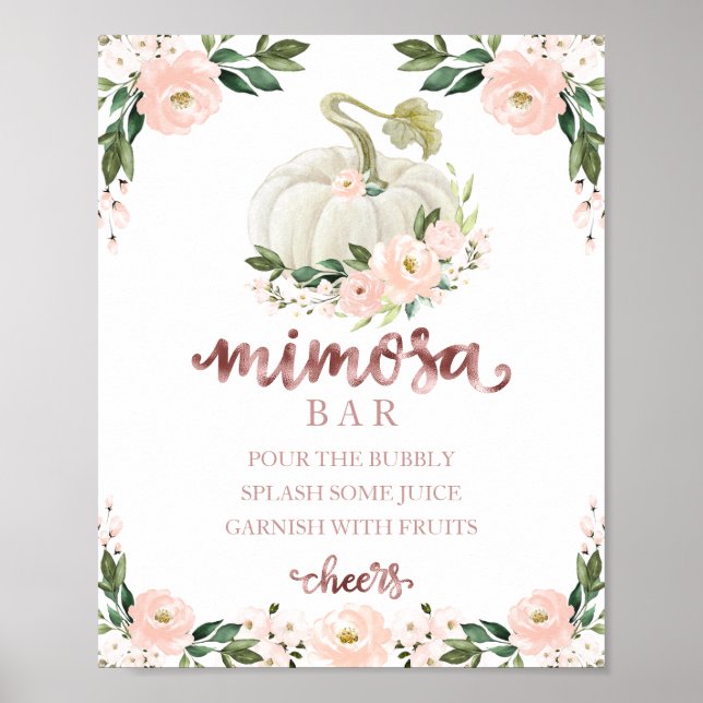 Poster Sinal de barra de Mimosa rosa dourado para chá de  (Frente)