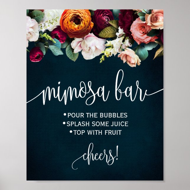 Poster Sinal de Barra de Mimosa Vinho Azul Marinho Casame (Frente)