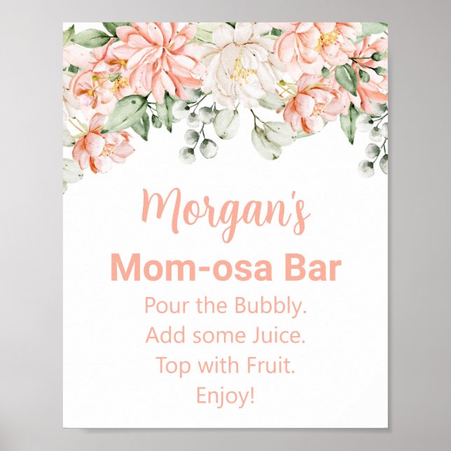 Poster Sinal de barra de Mom-osa para chá de bebê em marf (Frente)
