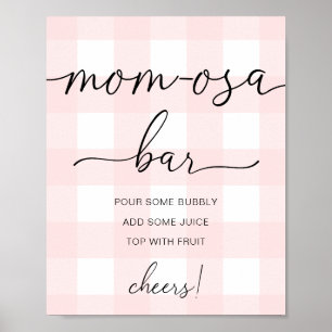 Poster Sinal de barra de Mom-osa para chá de bebê em xadr