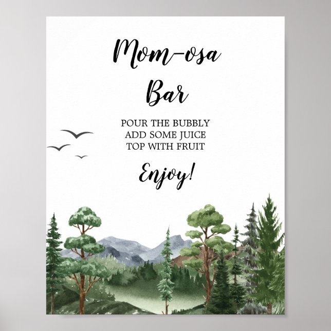 Poster Sinal de Barra de Mom-osa para Chás de Bebê das Mo (Frente)