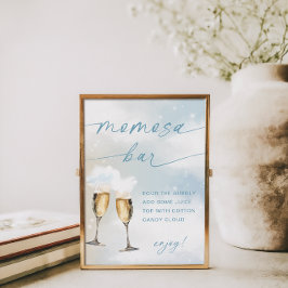 Poster Sinal de barra de Momosa azul para chá de bebê na 