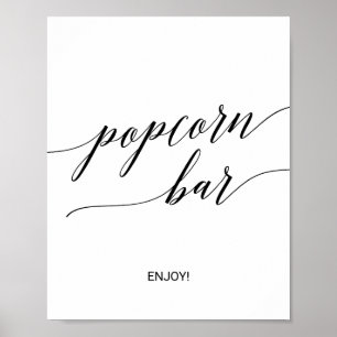 Poster Sinal de Barra de Pipoca de Caligrafia Preta Elega