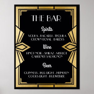 Poster Sinal de barra de recepção de casamento preto Art 