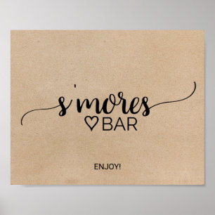 Poster Sinal de Barra de S'mores com Caligrafia Falsa Kra