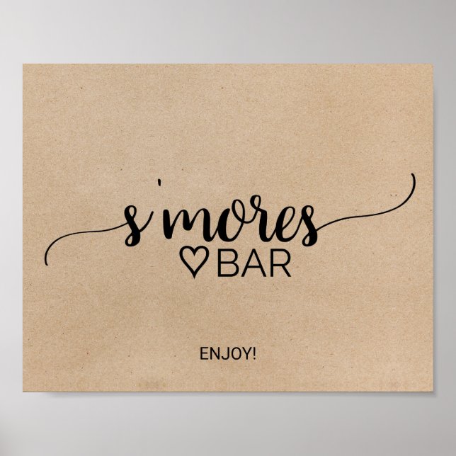 Poster Sinal de Barra de S'mores com Caligrafia Falsa Kra (Frente)