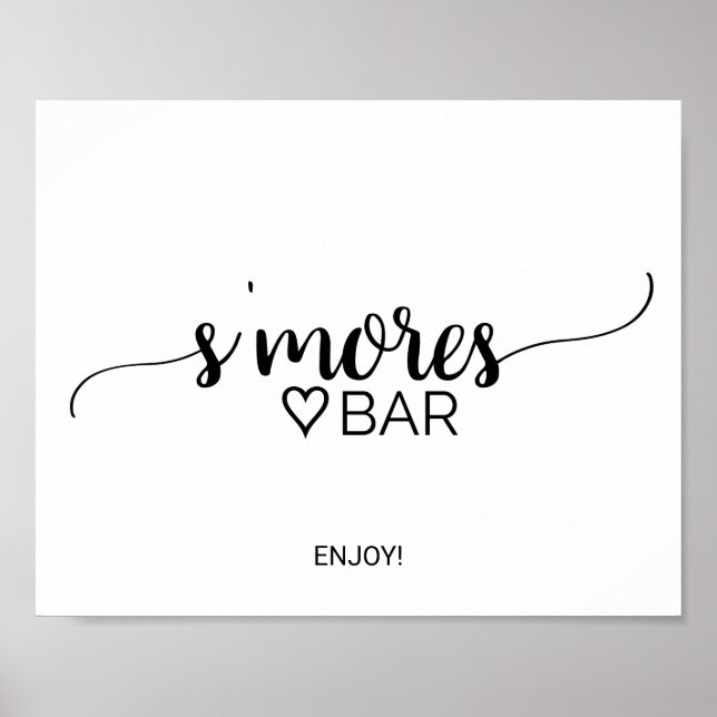 Poster Sinal de Barra de S'mores de Caligrafia Preta Simp (Frente)