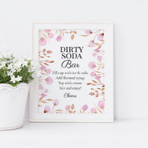 Poster Sinal de Barra de Soda Suja de Floral Roxo para Fe
