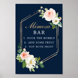 Poster Sinal de Barra Mimosa Azul Naval Dourado