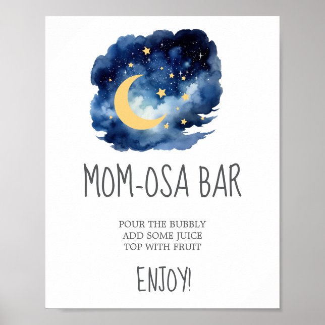 Poster Sinal de Barra Mom-osa Lua e Estrelas Mãe (Frente)
