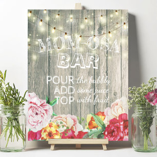 Poster Sinal de Barra MOM-OSA para Chá de Bebê com Flores
