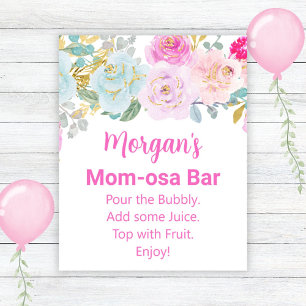 Poster Sinal de barra Mom-osa para chá de bebê de menina