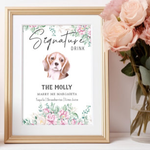 Poster Sinal de Beagle Dog Signature Drink