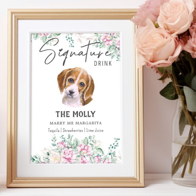 Poster Sinal de Beagle Dog Signature Drink (Criador carregado)