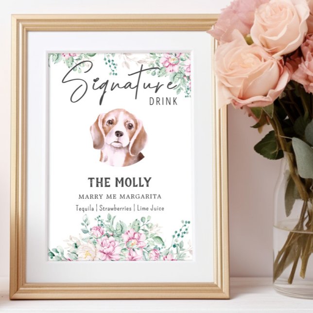 Poster Sinal de Beagle Dog Signature Drink (Criador carregado)