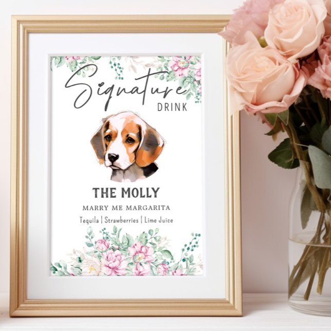 Poster Sinal de Beagle Dog Signature Drink (Criador carregado)