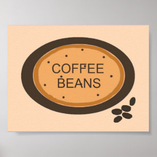 Póster Sinal de bean de café em laranja e marrom