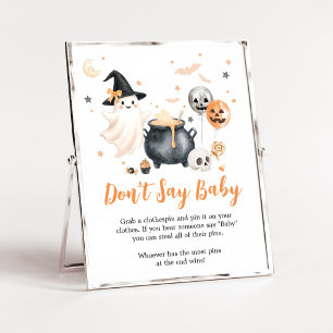Poster Sinal de Bebê Fantasma Laranja Não Diga Bebê