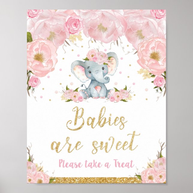 Poster Sinal de Bebês de Chuveiro de Bebê Elefante são Do (Frente)