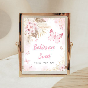 Poster Sinal de Bebês São Doces para Chá de Bebê Borbolet