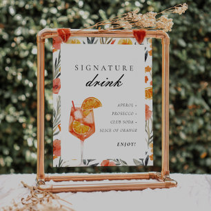 Poster Sinal de Bebida de Assinatura Aperol Chá de Noiva