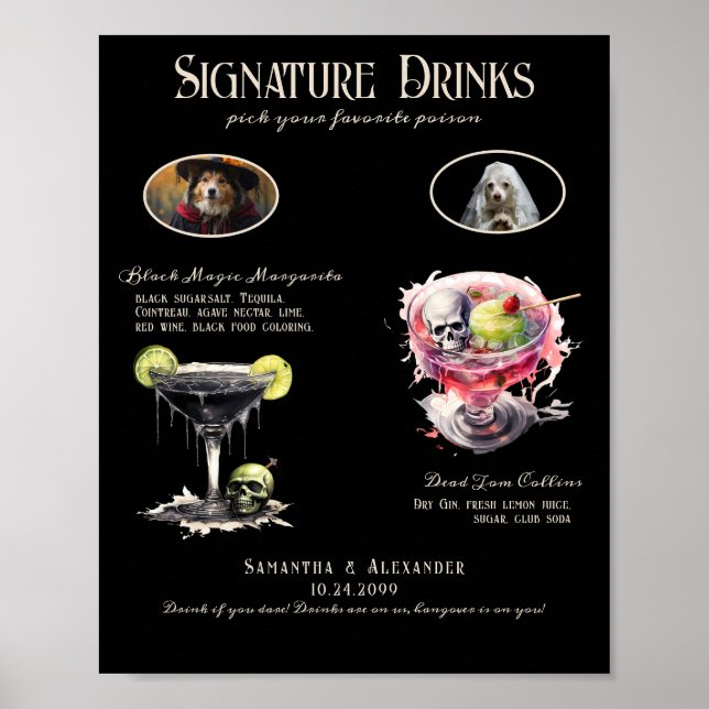 Poster Sinal de Bebida de Assinatura de Casamento Gótico  (Frente)