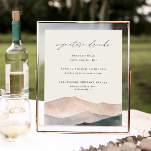 Poster Sinal de Bebida de Assinatura de Casamento na Mont