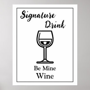 Poster Sinal de Bebida de Assinatura para Vinho de Bar de