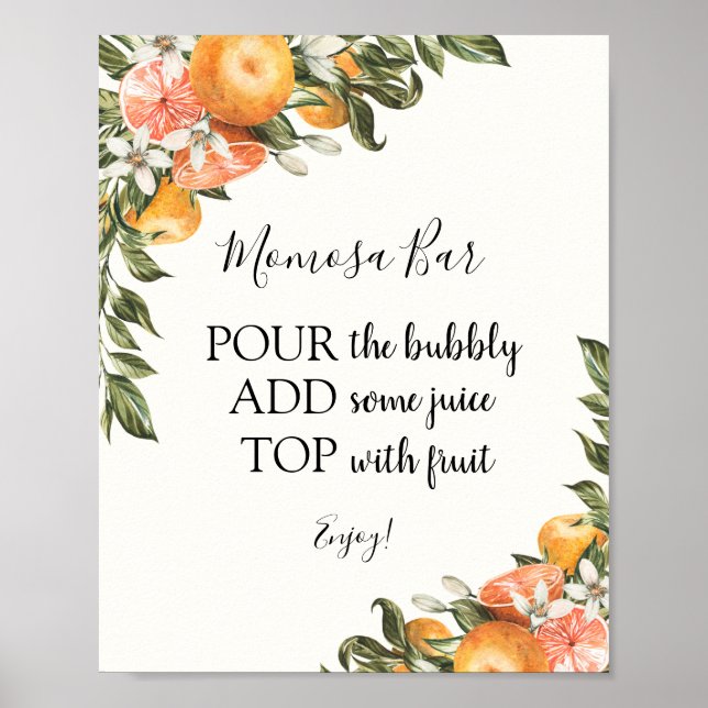 Poster Sinal de Bebida de Barra de Citrus Momosa (Frente)