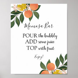 Poster Sinal de Bebida de Barra de Citrus Momosa
