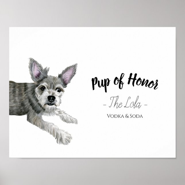 Poster Sinal de Bebida de Casamento de Cães (Frente)