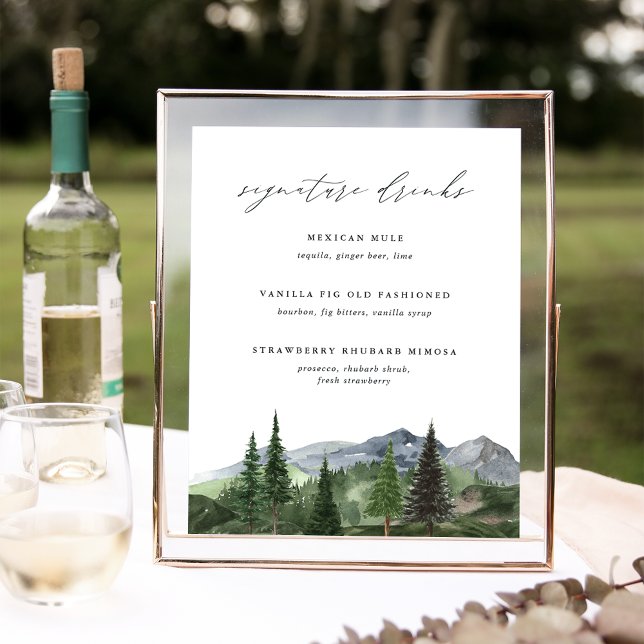 Poster Sinal de Bebida de Casamento de Montanha Timberlin (Criador carregado)