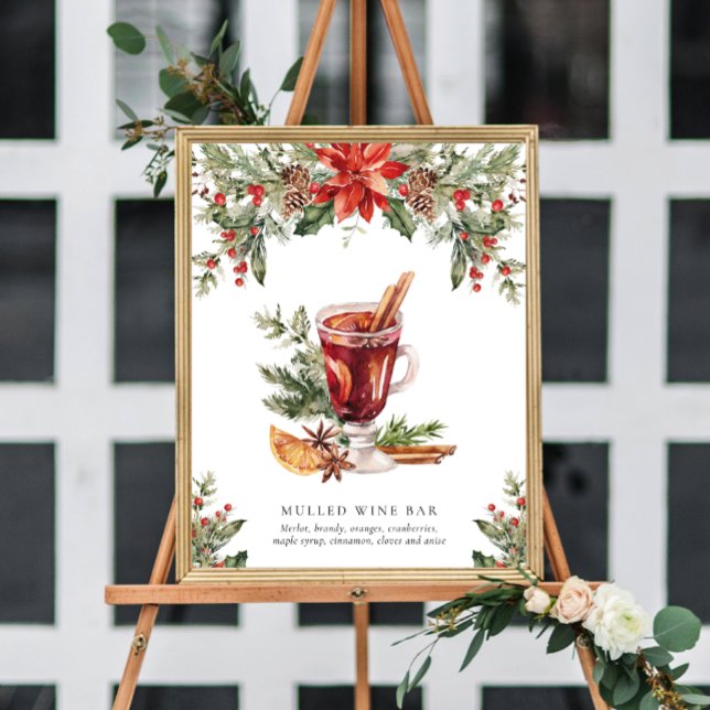 Poster Sinal de Bebida de Natal com Vinho Quentão Bar (Criador carregado)