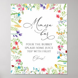 Poster Sinal de Bebida do Bar de Mimosa Flor Silvestre