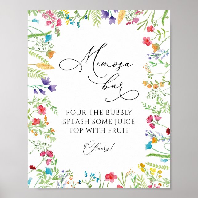 Poster Sinal de Bebida do Bar de Mimosa Flor Silvestre (Frente)