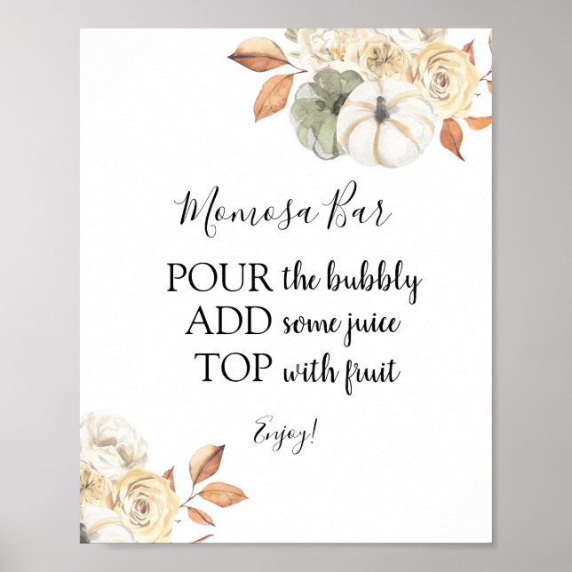 Poster Sinal de Bebida do Bar Momosa Outono Rústico (Frente)