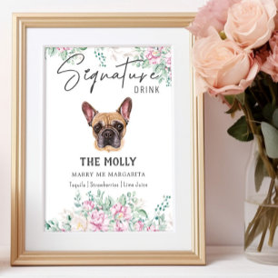 Poster Sinal de Bebida Personalizado French Bulldog