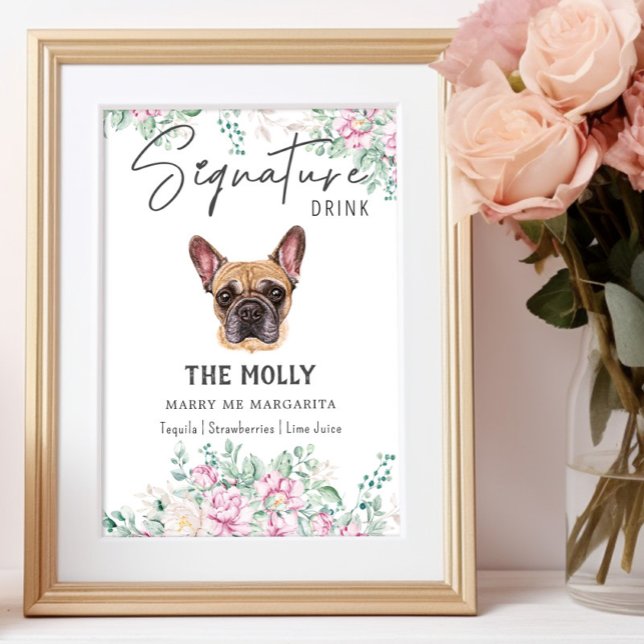 Poster Sinal de Bebida Personalizado French Bulldog (Criador carregado)