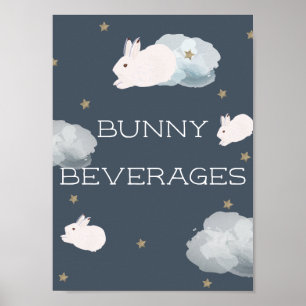 Poster Sinal de Bebidas Coelhinhas Chás de fraldas Voador