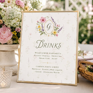 Poster Sinal de Bebidas com a Assinatura de Flores Silves