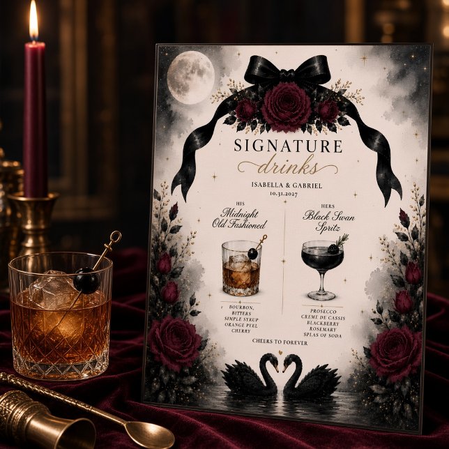 Poster Sinal de Bebidas com Arco Preto Gótico de Luxo  (Criador carregado)