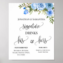 Poster Sinal de Bebidas com Assinatura Casamento Casal Fl