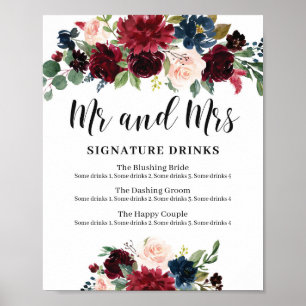Poster Sinal de bebidas com assinatura de Boho Floral de