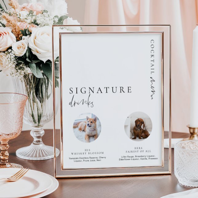 Poster Sinal de Bebidas com Assinatura de Foto Minimalist (Criador carregado)