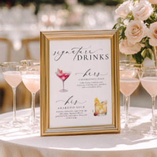 Poster Sinal de Bebidas com Assinatura Ellesmere Moderno
