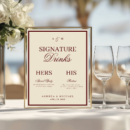 Poster Sinal de Bebidas com Assinatura Old Money em Marfi