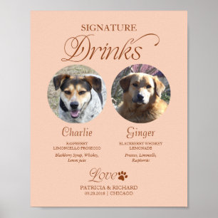 Poster Sinal de Bebidas com Foto para Casamento com Assin